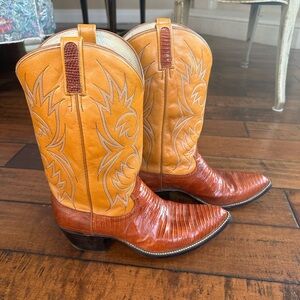 Dan Post Men’s Brown Lizard Skin Cowboy Boots Size 12 D